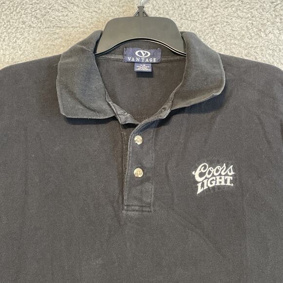 Vintage Vantage Black Coors Light Men’s Polo Shirt Size Large - Picture 5 of 16